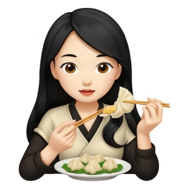 dumpling eat ginger woman long hair sticker