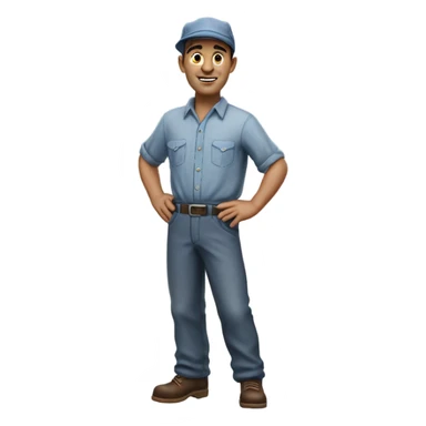 photorealistic blue collar worker 1950s sticker