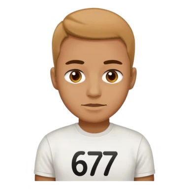 Person saying 67 sticker