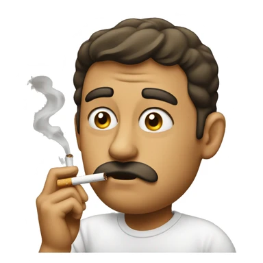 raised eyebrow emoji smoking a fat cigarette sticker