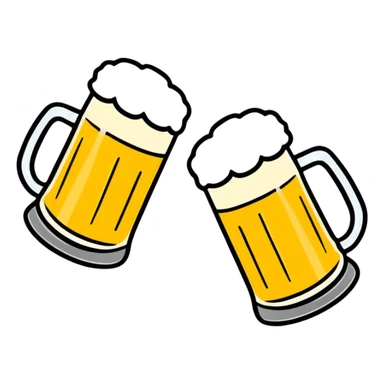 two beer mugs clinking together in a toast sticker
