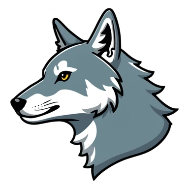 gray wolf profile, side view of head sticker