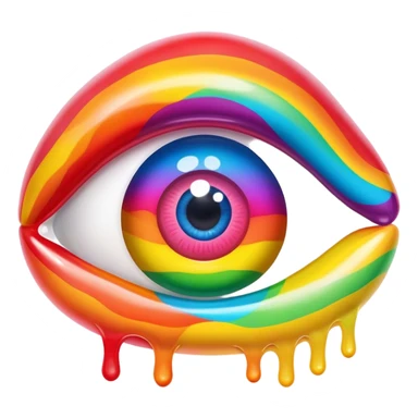 melted rainbow gummy eye sticker