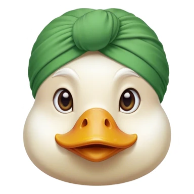 White duck face wearing green turban sticker