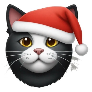 Black cat with Christmas hat  sticker