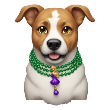 Dog with Mardi Gras beads sticker