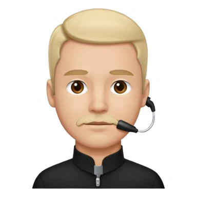 male in black collared shirt with chin strap  sticker