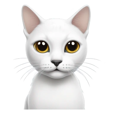White cat with a few large black spots and black ears and a half of a black mustache on left side  sticker