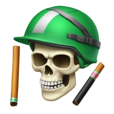 Skull with cigarrette and green helmet sticker
