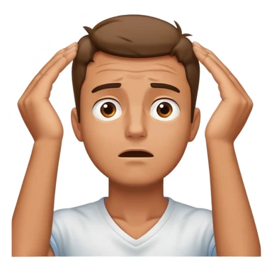 A guy who’s annoyed having two hands around his neck looking up at the sky sticker