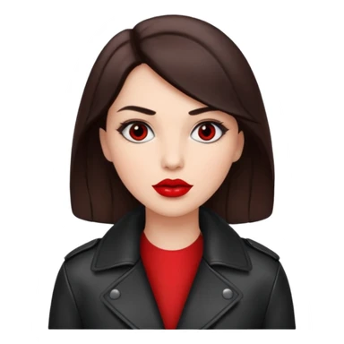 brunet in cuir coat with red lips and black eyes sticker