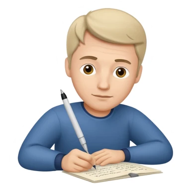 caucasian man writing in the script sticker