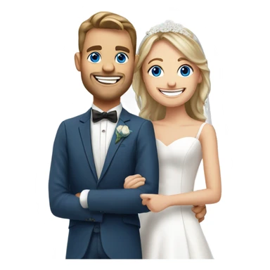 happy newlyweds in madrid smiling. Bride blue eyes sticker