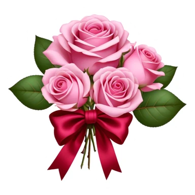 "A bouquet of Fairy Tale Pink roses tied with a flowing Ruby Red silk bow. The contrast of gentle pastels and deep crimson exudes elegance and charm." sticker