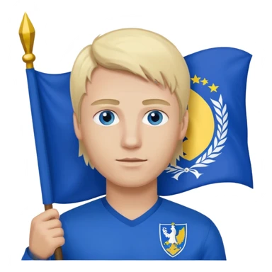 Create a man with bosnia flagg in his hand with blue eyes blond here sticker