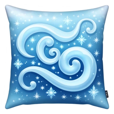 magical pillow emoji, icy blue and silver, with misty swirls, sparkles, and a cool aura sticker