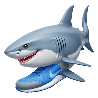 Tiburon con zapatos azules Nike sticker