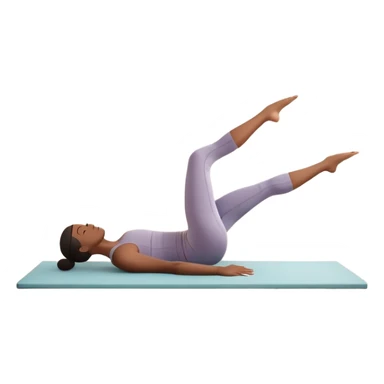 A person performing a Pilates exercise on a mat in a clean, modern studio. The focus is on core strength and flexibility, with a neutral, calming color palette. Simple equipment like a reformer machine and a soft, tranquil background enhance the feeling of controlled movement and focus. sticker