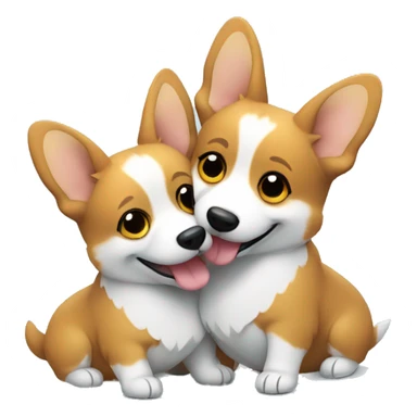 two corgis hugging happily sticker