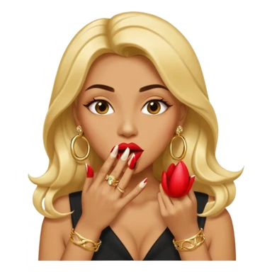 Big lips long nails bestie circle head biting her 1 nail sticker