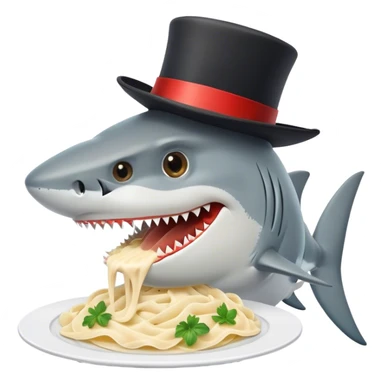shark with tophat eating alfredo sticker