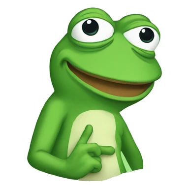Pepe the frog in full growth points with his finger sticker