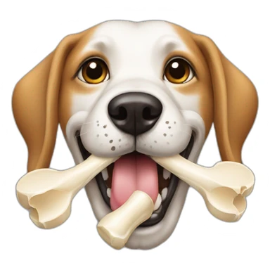 dog with bone in mouth sticker