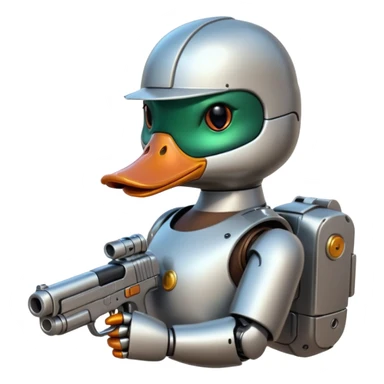 Duck with a gun android style  sticker