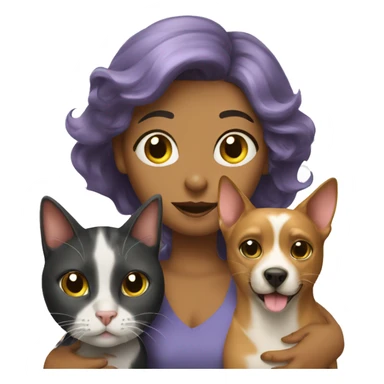 cat with women and dog sticker