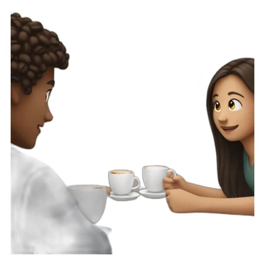 2 students meeting with coffee sticker