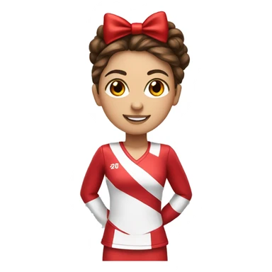 Cheerleader with brown hair, red bow and red Pom poms sticker