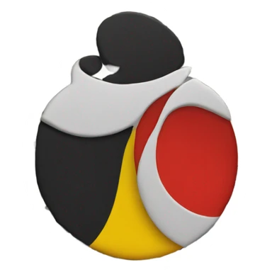 A wavy black and red rectangle with a medium sized yellow circle in the middle sticker