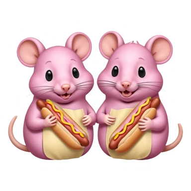two happy fat rats eating a mayo hot dog together sticker
