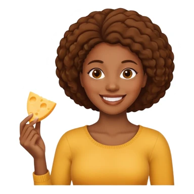black woman holding cheese piece sticker