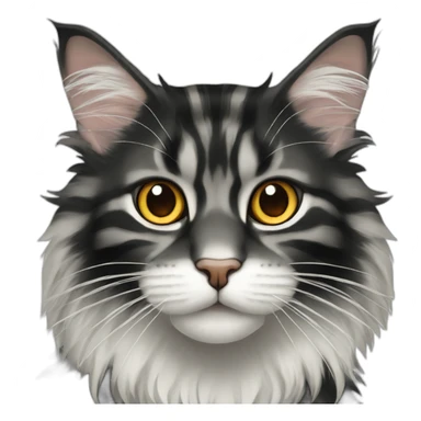 Black and white striped Maine coon with Amber eyes sticker