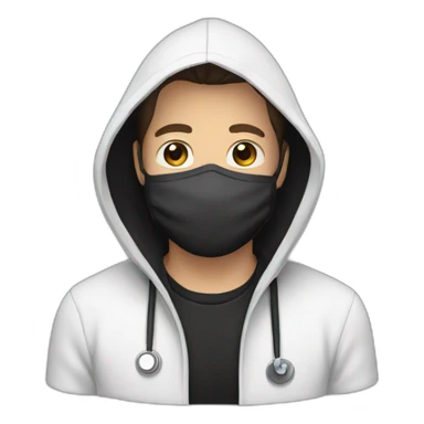 Man with medical mask and black hoody sticker