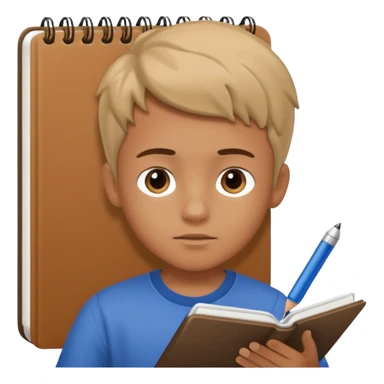 boy writing in a notebook sticker