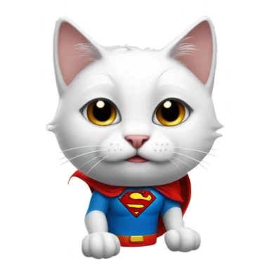 White Cat with a superman cape winking at you with a thumbs up sticker