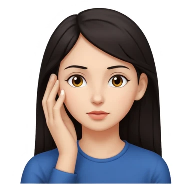 Una mujer de pelo oscuro tocandose la oreja (demostrando que está escuchando a otro) sticker