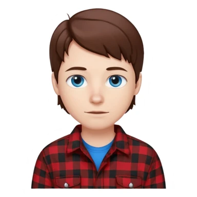 Chico blanco ojos azules pelo castaño y camisa de franela sticker