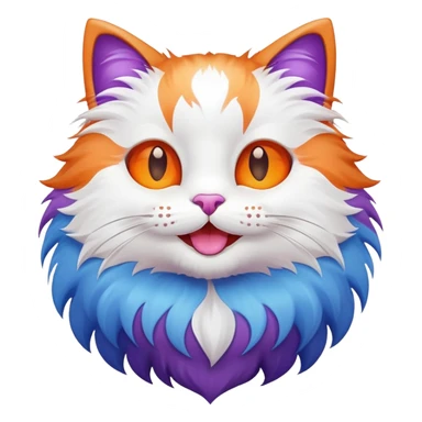 a happy cat with pride flag colors sticker