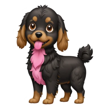 Black medium size mixed cocker shitsu dog, stand like full body dog emoji sticker