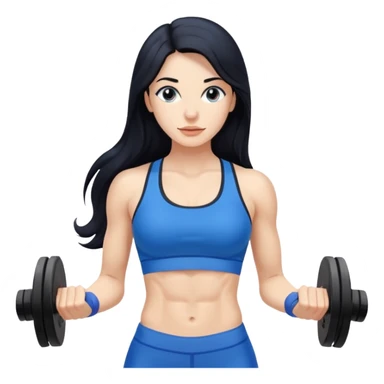 Spanish woman with long black hair, in a blue fitness gym fit with abs, very lean sticker