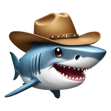 Shark with cowboy hat sticker