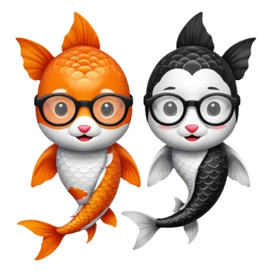 Two "koi" fishes male and female, wearing glasses. sticker