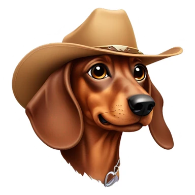 Dachshund dog with a cowboy hat sticker