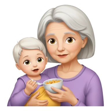 Grandmother feeding - 7 month granddaughter sticker