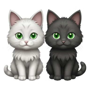 2 different coloured small cats including a dark grey and white and a completely solid dark grey with green eyes and only white paws sticker