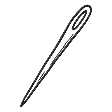 hand-drawn style sewing needle icon, black outlined, no fill sticker
