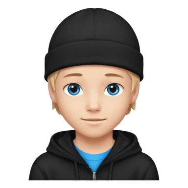 handsome and young teen pinterest boy good at fashion. popular among 'that brat girl', wearing hoodie (no blue) and beanie with blue eye  and little smile  sticker
